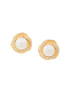 Chanel Vintage Embellished Round Earrings - Metallic
