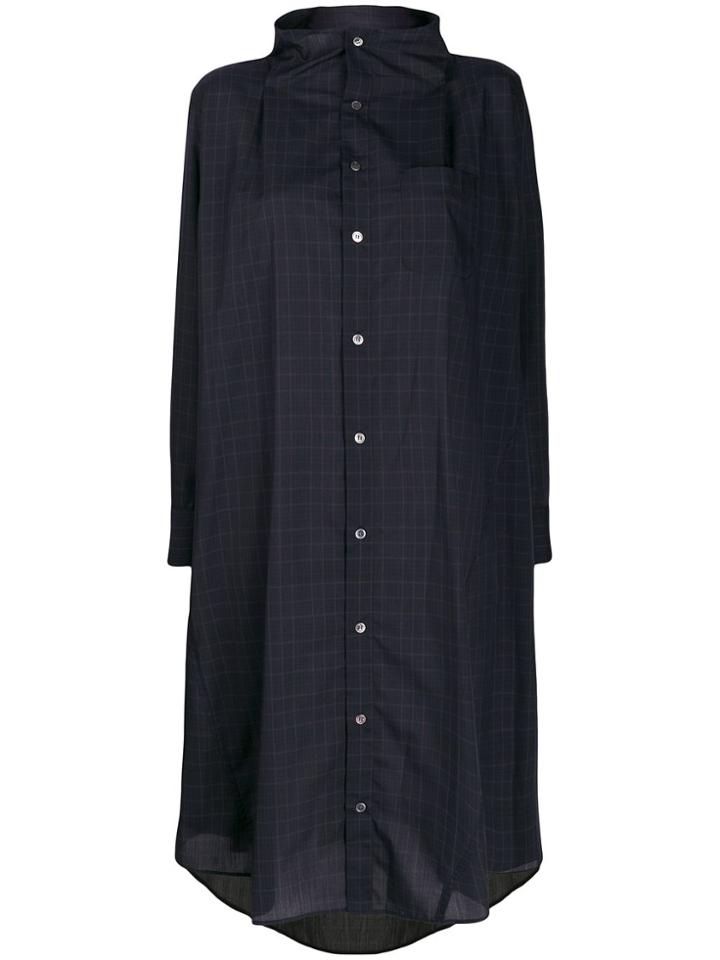 Zucca Checked Shirt Midi Dress - Blue
