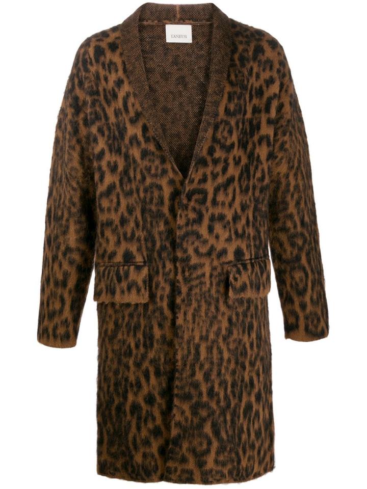 Laneus Animal Pattern Coat - Brown