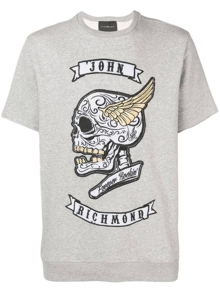 John Richmond Logo Embroidered T-shirt - Grey