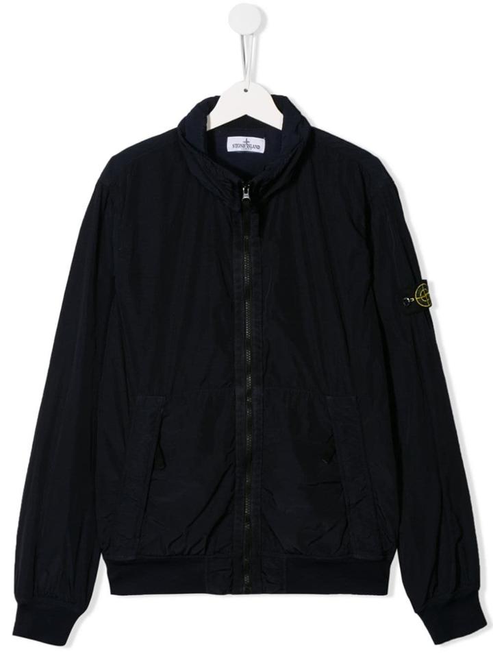 Stone Island Junior Teen Brand Bomber Jacket - Blue