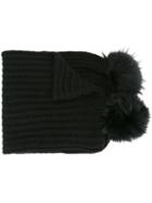 Blugirl Pom Pom Knitted Scarf, Women's, Black, Polyamide/viscose/cashmere/racoon Fur