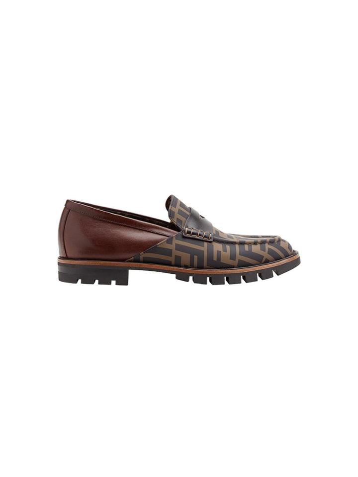 Fendi Ff Logo Printed Loafers - Brown