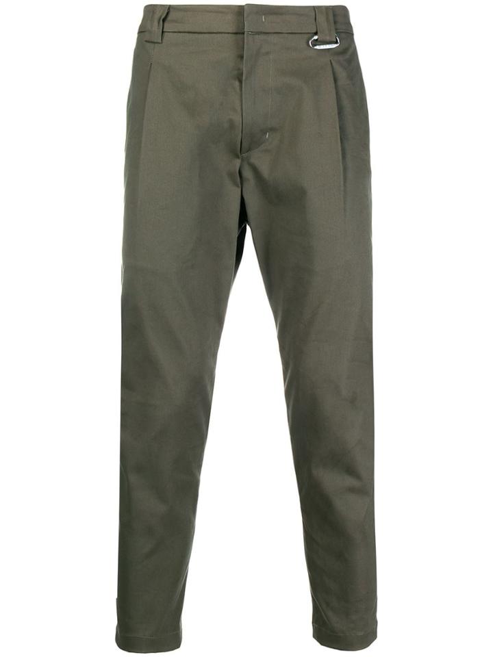 Low Brand Cropped Hook Detail Trousers - Green
