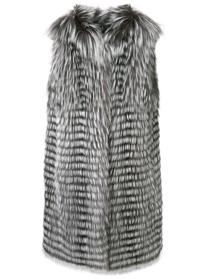 Liska Sleeveless Long-length Gilet - Grey