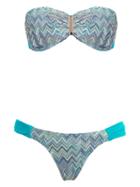 Brigitte Printed Bandeau Bikini Set - Blue