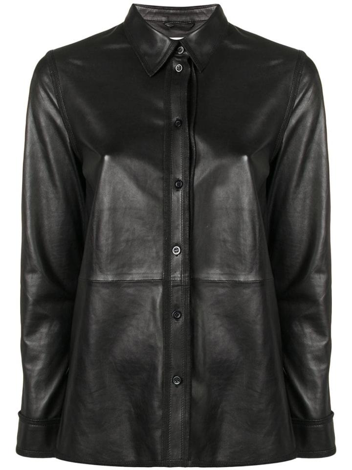 Stand Lamb Skin Shirt - Black