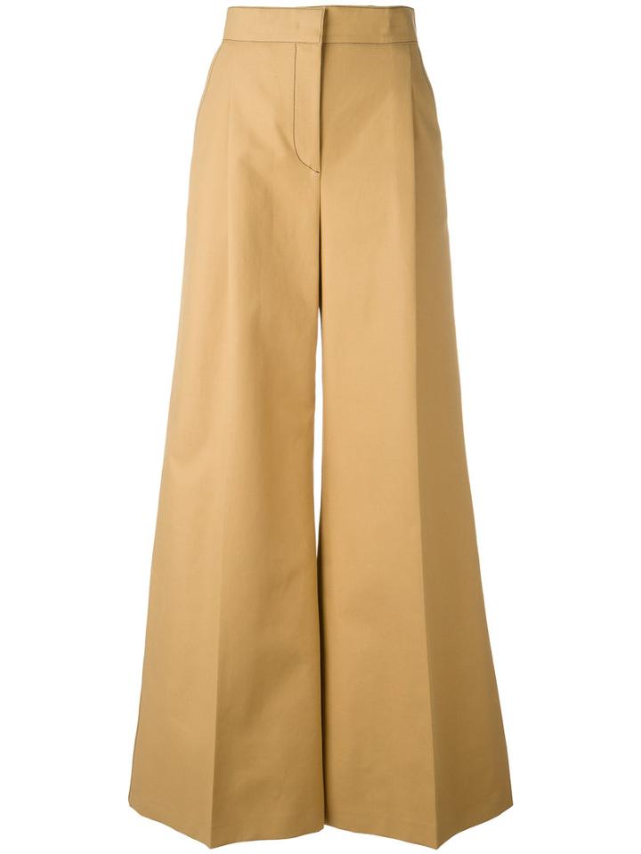 Msgm Flared Trousers, Women's, Size: 44, Brown, Cotton