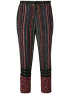 No21 Floral Stripe Cropped Trousers, Women's, Size: 38, Silk