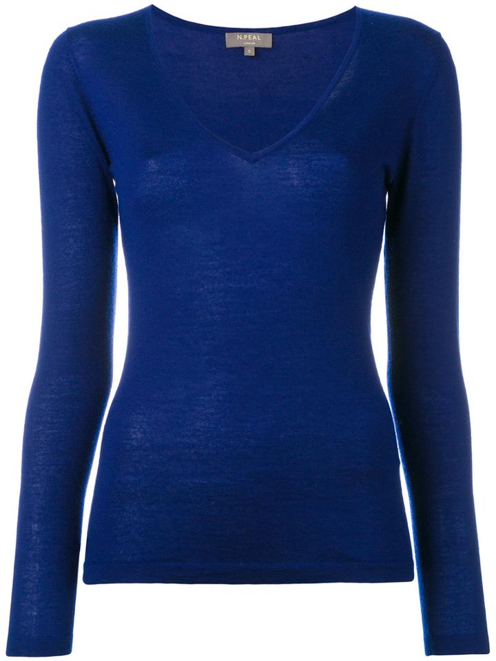 N.peal - Cashmere Superfine V-neck Jumper - Women - Cashmere - S, Blue, Cashmere