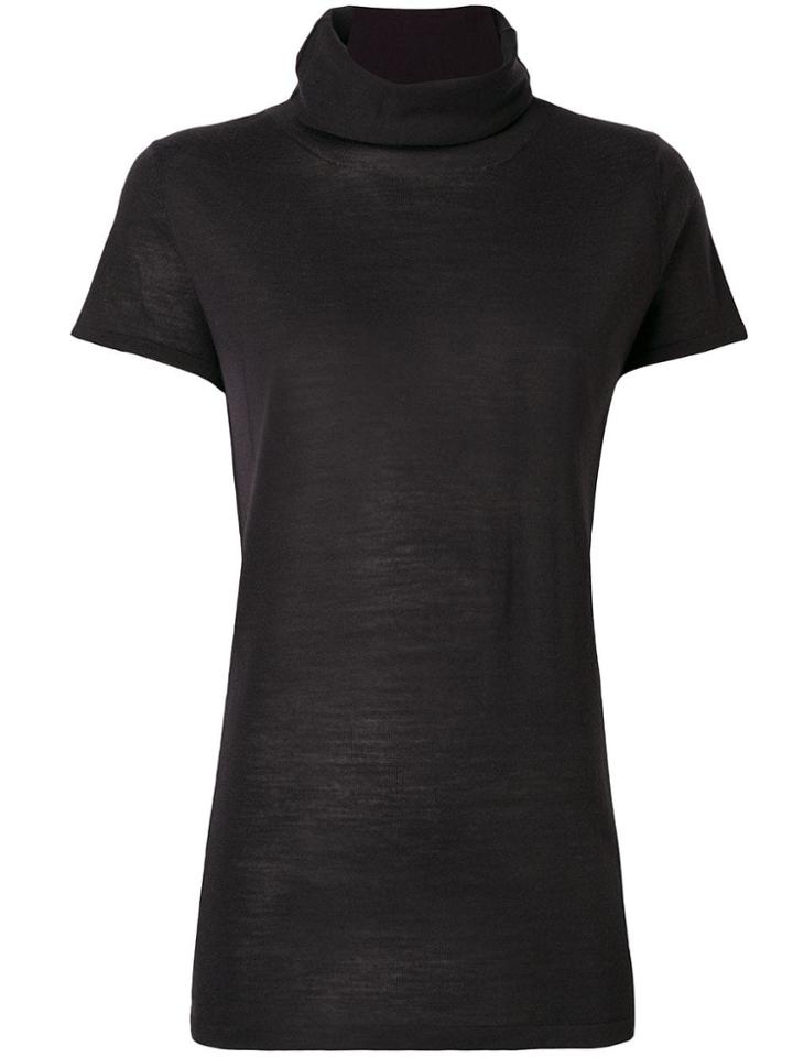 Hemisphere Turtleneck Fine Knit Top - Grey