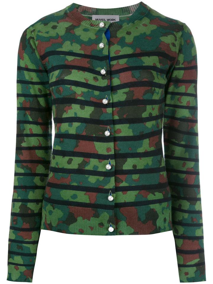 Muveil Camouflage Cardigan, Women's, Size: 40, Green, Wool