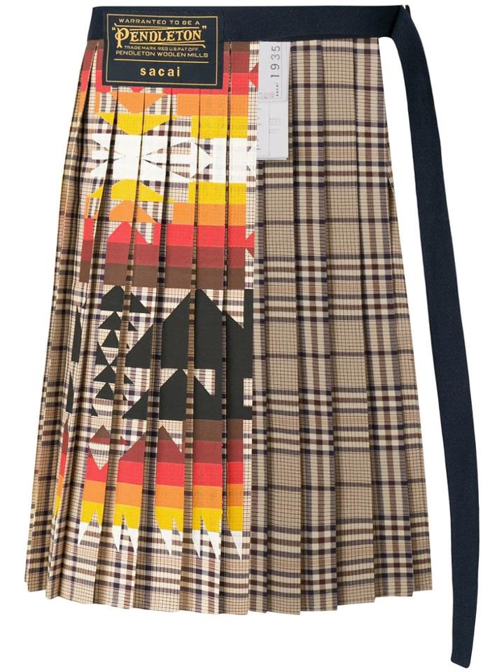 Sacai Geometric Print Half Short - Neutrals