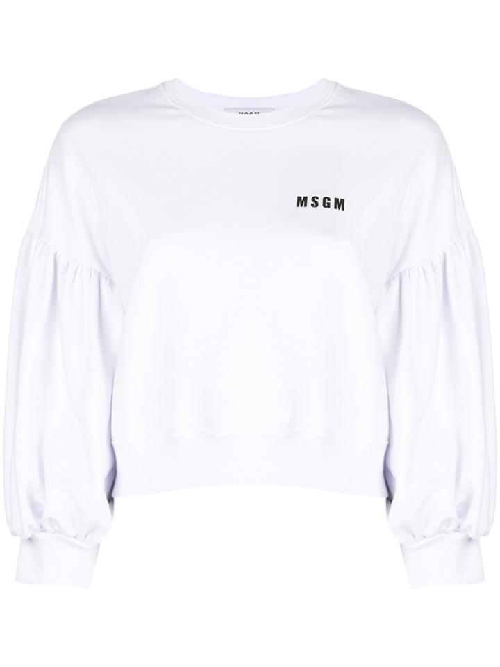 Msgm Puffed Sleeve Sweatshirt - White