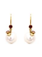 Marie Helene De Taillac 22kt Gold Star Charm Pearl Earrings - White