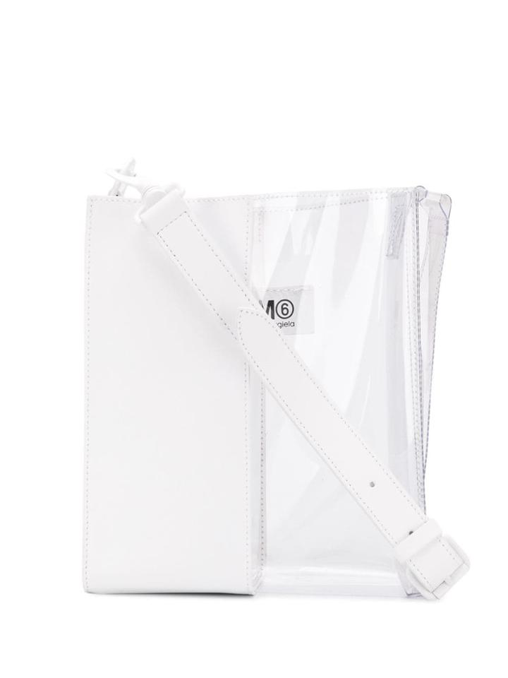 Mm6 Maison Margiela Clear Panel Mini Bag - White
