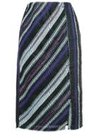 Coohem Striped Tweed Pencil Skirt - Blue
