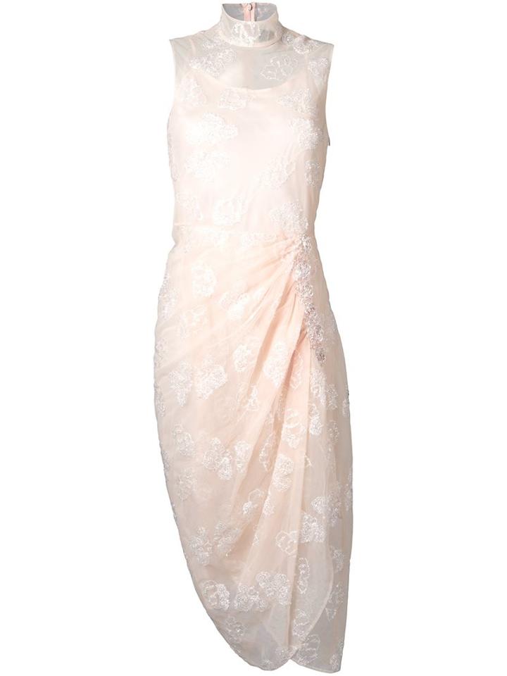 Simone Rocha Embroidered Overlay Dress, Women's, Size: 6, Nude/neutrals, Polyamide/polyester