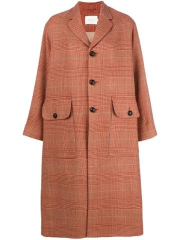 Neul Checked Single-breasted Coat - Yellow