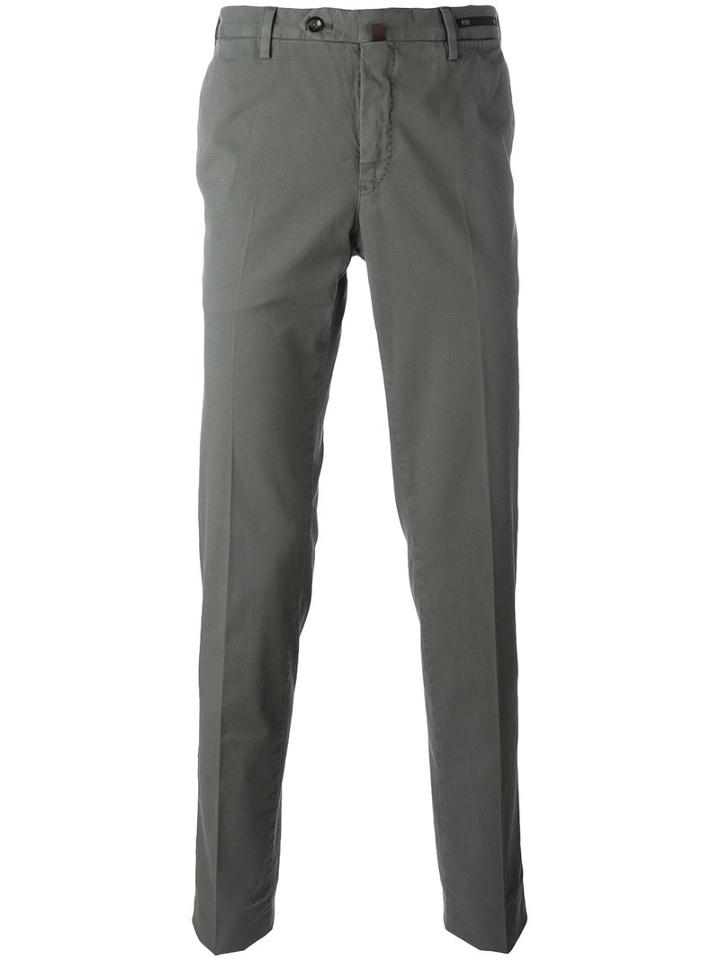 Pt01 Off Centre Button Chinos, Men's, Size: 46, Grey, Cotton/spandex/elastane