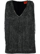 Missoni Glitter Effect Fringed Vest, Women's, Size: 38, Black, Rayon/cupro/polyester/nylon