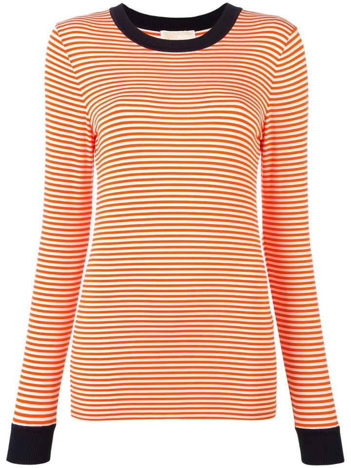 Michael Michael Kors Striped Longsleeved T-shirt, Women's, Size: Medium, Yellow/orange, Spandex/elastane/viscose