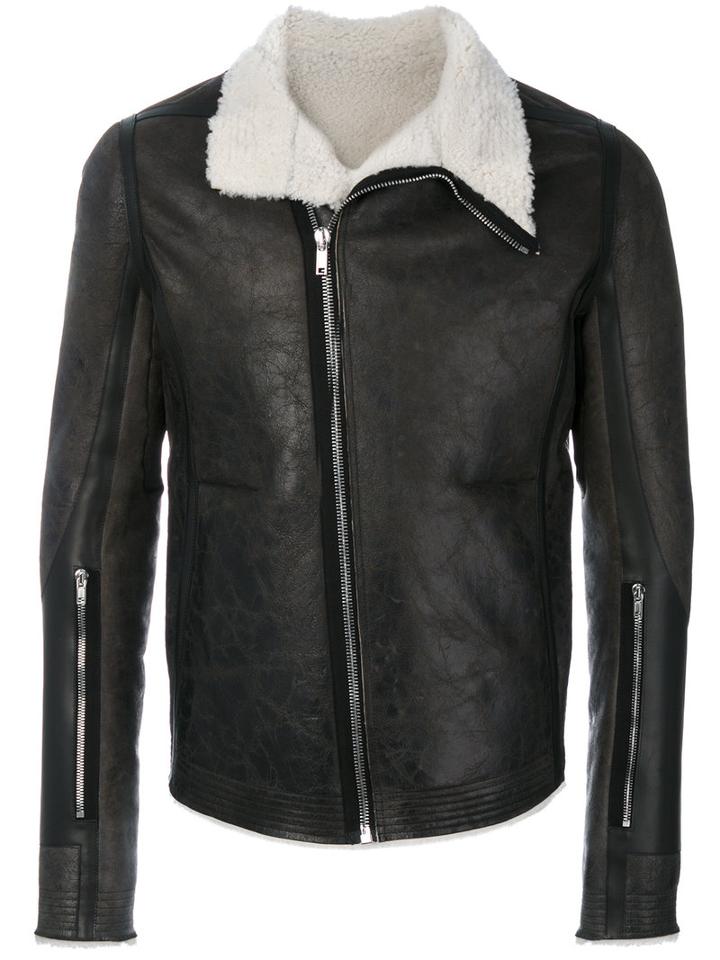 Rick Owens - Shearling Lined Jacket - Men - Cotton/calf Leather/sheep Skin/shearling - 52, Black, Cotton/calf Leather/sheep Skin/shearling