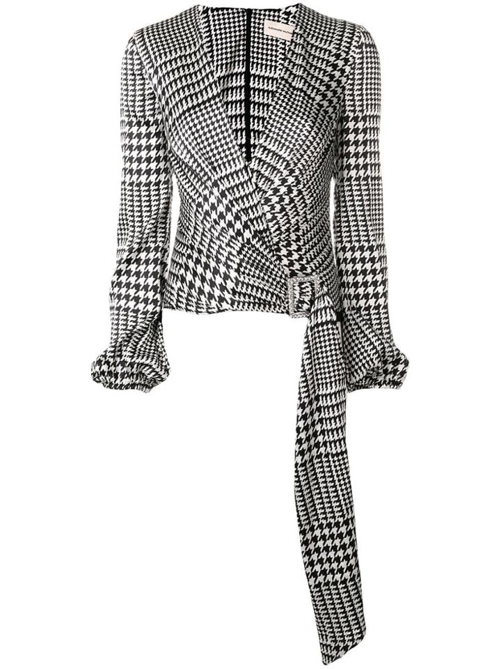 Alexandre Vauthier Houndstooth Wrap Bodysuit - White
