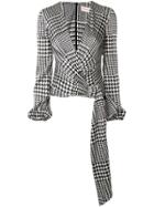 Alexandre Vauthier Houndstooth Wrap Bodysuit - White
