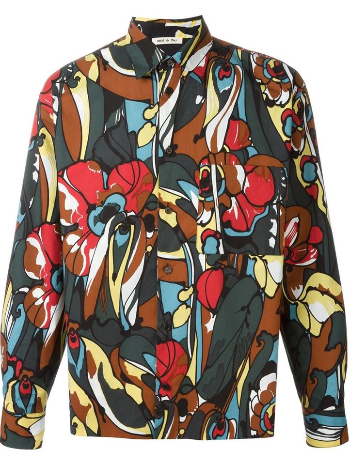 Marni Reversible Flower Print Shirt, Men's, Size: 48, Cotton