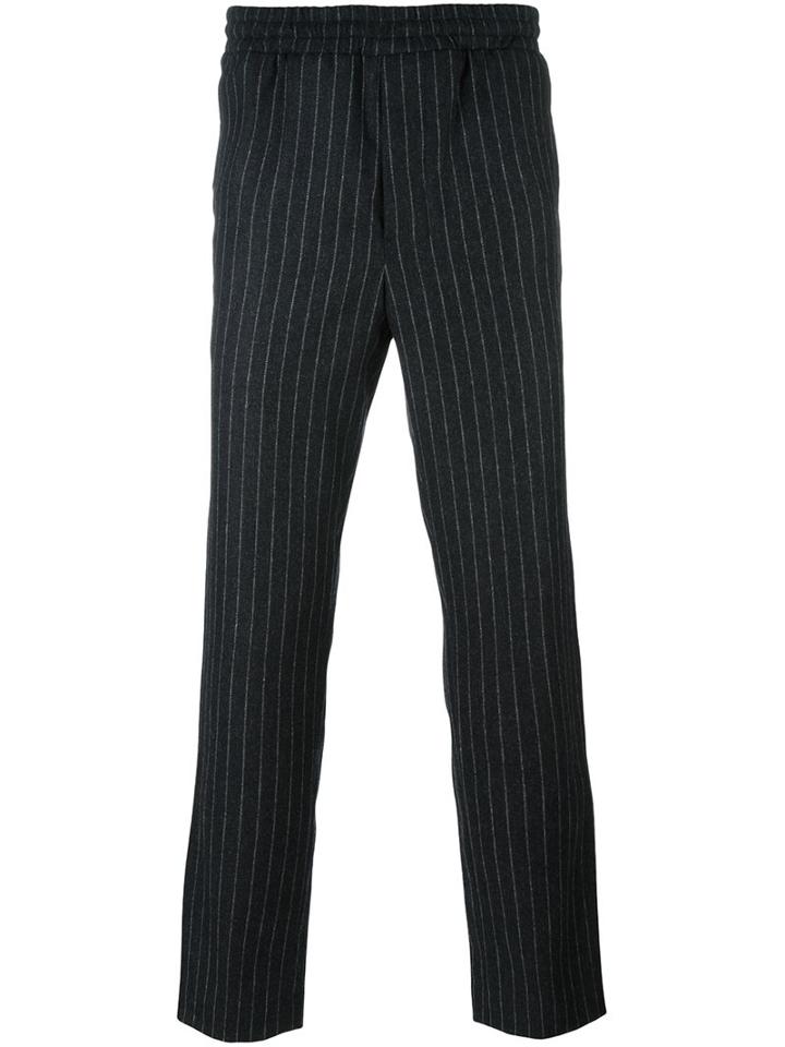 Ami Alexandre Mattiussi Pinstripe Trousers, Men's, Size: 36, Grey, Wool/polyamide/polyester