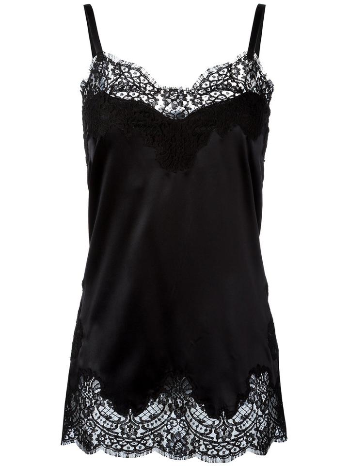 Dolce & Gabbana Lace Trim Camisole, Women's, Size: 1, Black, Silk/polyamide/viscose
