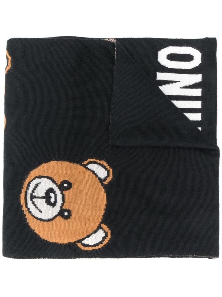 Moschino Teddy Logo Intarsia Scarf - Black