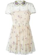 Red Valentino Floral Print Dress, Women's, Size: 42, Nude/neutrals, Polyester/polyamide/silk