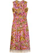 Gucci Floral Print Pleated Dress - Pink