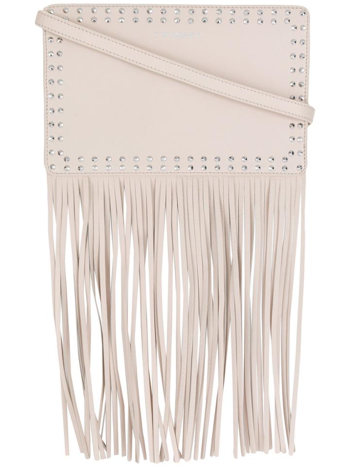 Twin-set Studded Fringed Shoulder Bag - Pink & Purple