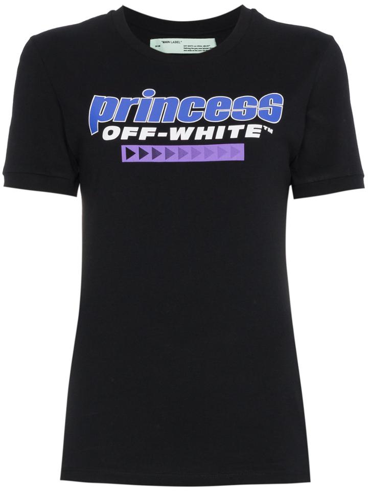 Off-white Princess Off White Print Cotton T Shirt - Black