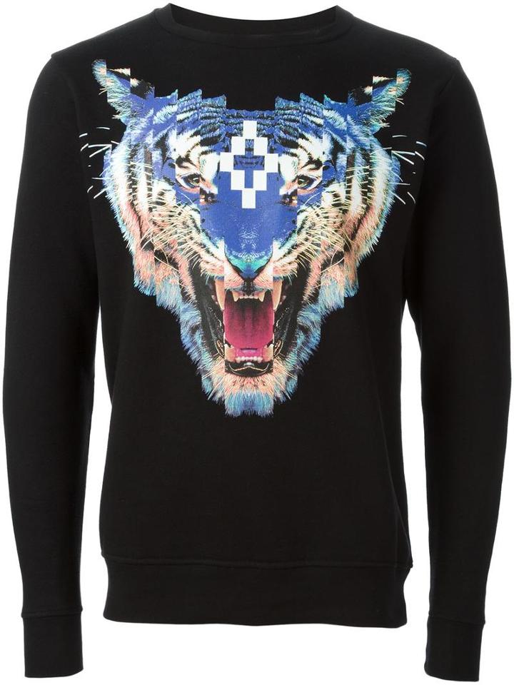 Marcelo Burlon County Of Milan Tiger Print Sweatshirt, Men's, Size: Xxl, Black, Cotton