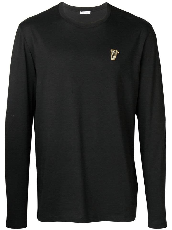 Versace Collection Medusa Logo Patch Long Sleeve T-shirt - Black