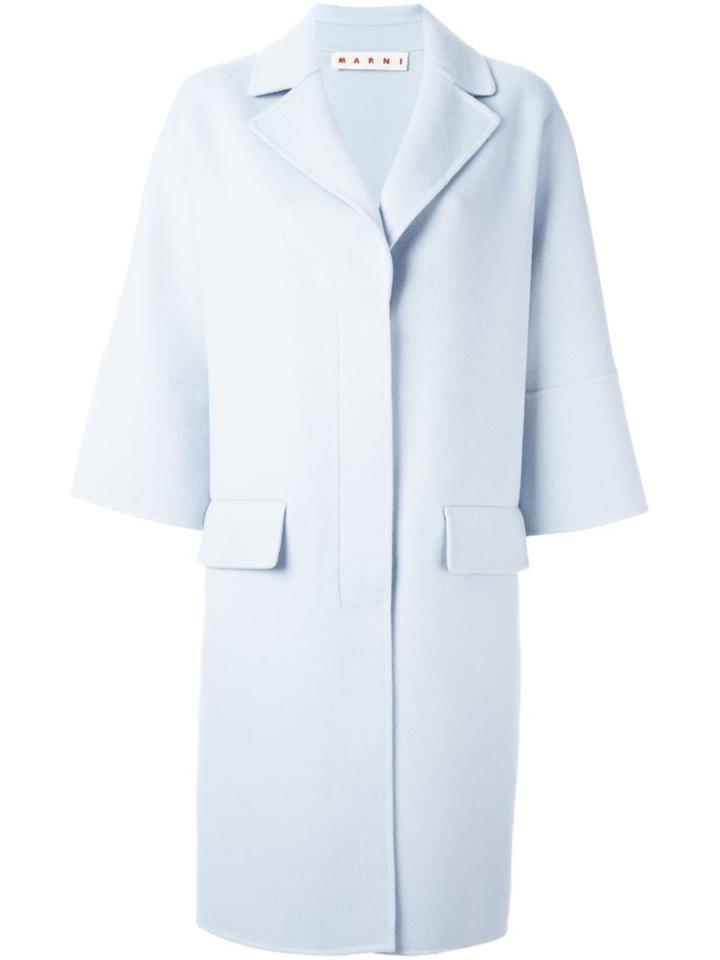 Marni Single Breasted Coat, Women's, Size: 44, Blue, Angora/cashmere/virgin Wool