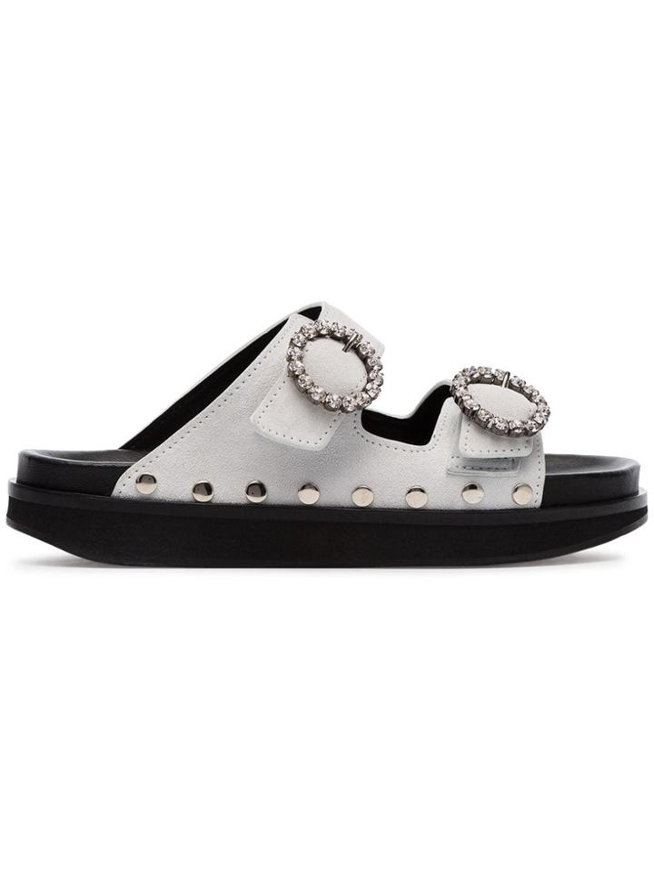 Isabel Marant White Noddi Suede Leather Sandals