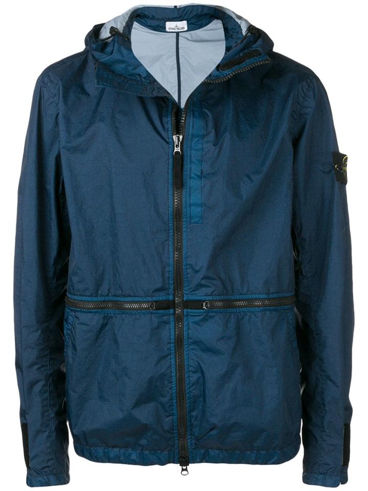 Stone Island Contrast-trim Zipped Jacket - Blue