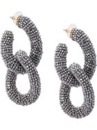 Oscar De La Renta Beaded Chain Link Earrings - Silver
