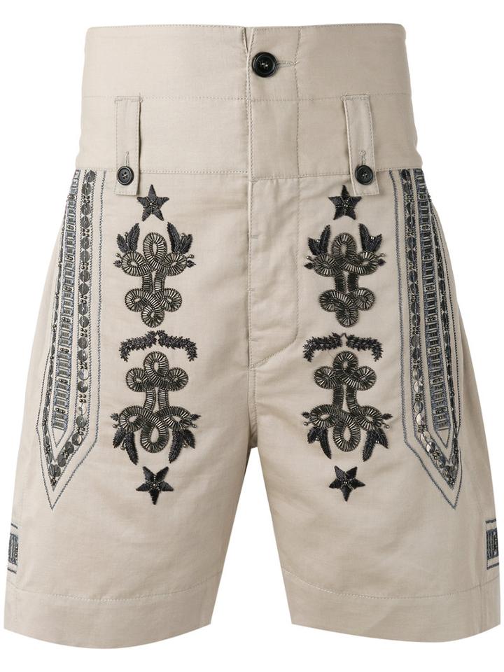 Ports 1961 Embroidered Metal Bermudas, Men's, Size: 50, Nude/neutrals, Cotton/linen/flax/viscose