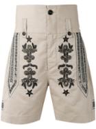 Ports 1961 Embroidered Metal Bermudas, Men's, Size: 50, Nude/neutrals, Cotton/linen/flax/viscose