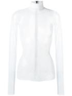 Maticevski High Neck Sheer Blouse, Women's, Size: 10, White, Polyester/spandex/elastane