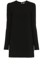 Saint Laurent 'plain' Puffed Shoulder Silk Mini Dress - Black