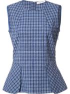 Altuzarra Checked Fitted Top, Women's, Size: 40, Blue, Cotton/spandex/elastane