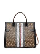 Burberry Medium Monogram Stripe E-canvas Title Bag - Brown