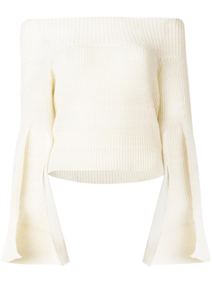 Roberto Cavalli Knitted Bardot Top - Nude & Neutrals
